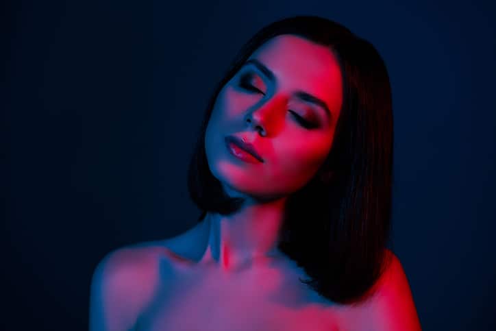 a person in a dark room